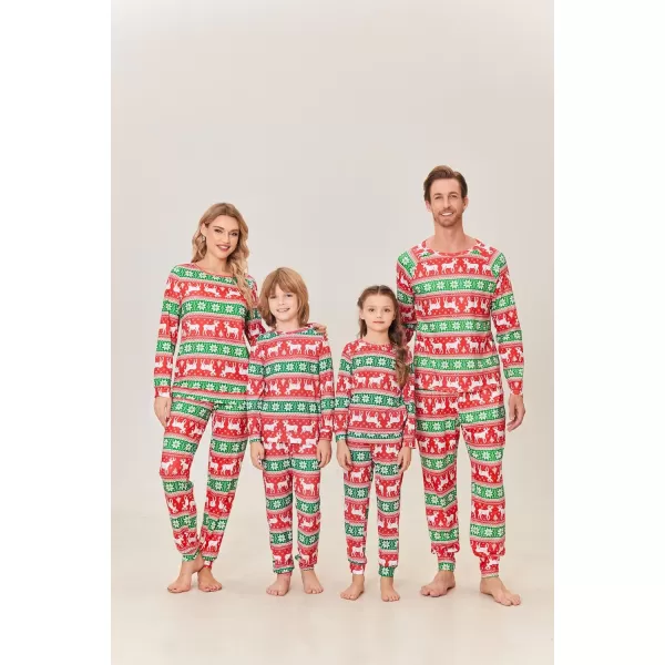 Ekouaer Matching Christmas Family Pajamas Sets Couples Xmas Holiday Pjs for Women Men Boys and GirlsKids Green Red Elk