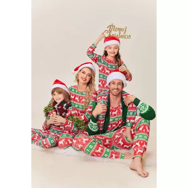 Ekouaer Matching Christmas Family Pajamas Sets Couples Xmas Holiday Pjs for Women Men Boys and GirlsKids Green Red Elk