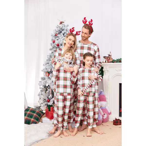 Ekouaer Matching Christmas Family Pajamas Sets Couples Xmas Holiday Pjs for Women Men Boys and GirlsKids Green Red Plaid