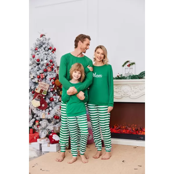 Ekouaer Matching Christmas Family Pajamas Sets Couples Xmas Holiday Pjs for Women Men Boys and GirlsKids Green Stripes