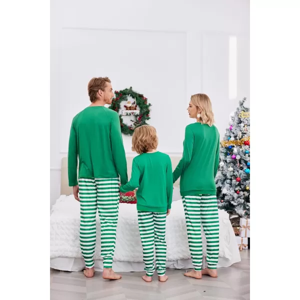 Ekouaer Matching Christmas Family Pajamas Sets Couples Xmas Holiday Pjs for Women Men Boys and GirlsKids Green Stripes