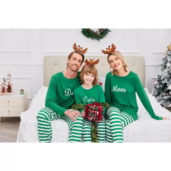 Ekouaer Matching Christmas Family Pajamas Sets Couples Xmas Holiday Pjs for Women Men Boys and GirlsKids Green Stripes