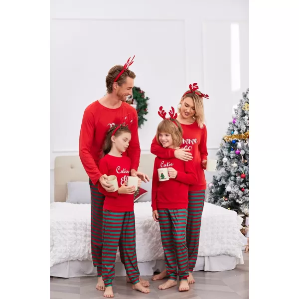 Ekouaer Matching Christmas Family Pajamas Sets Couples Xmas Holiday Pjs for Women Men Boys and GirlsKids Red Green Stripes