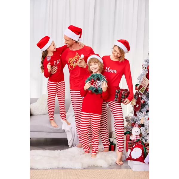 Ekouaer Matching Christmas Family Pajamas Sets Couples Xmas Holiday Pjs for Women Men Boys and GirlsKids Red Stripes