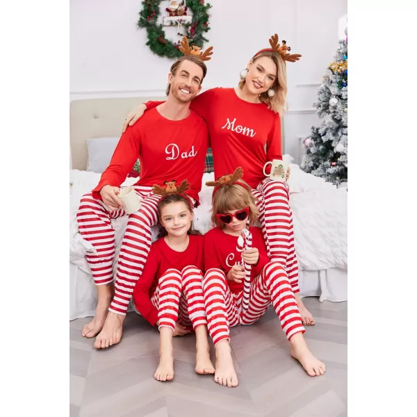 Ekouaer Matching Christmas Family Pajamas Sets Couples Xmas Holiday Pjs for Women Men Boys and GirlsKids Red Stripes