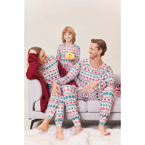 Ekouaer Matching Christmas Family Pajamas Sets Couples Xmas Holiday Pjs for Women Men Boys and GirlsKids White Tree and Bear