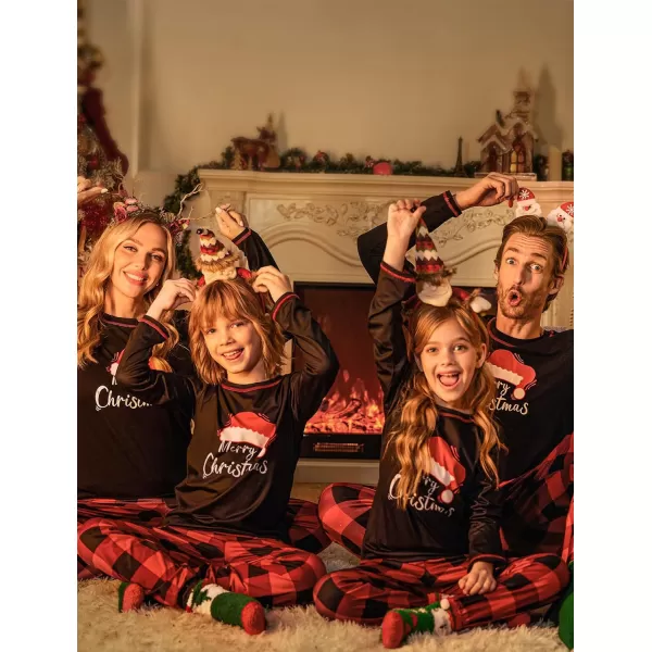 Ekouaer Matching Family Sets Christmas Pajamas Set Xmas PJS Sleepwear Soft Christmas Matching JammiesKids Christmas Hat Plaid