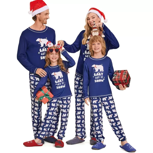 Ekouaer Matching Family Sets Christmas Pajamas Set Xmas PJS Sleepwear Soft Christmas Matching JammiesKids Navy Polar Bear