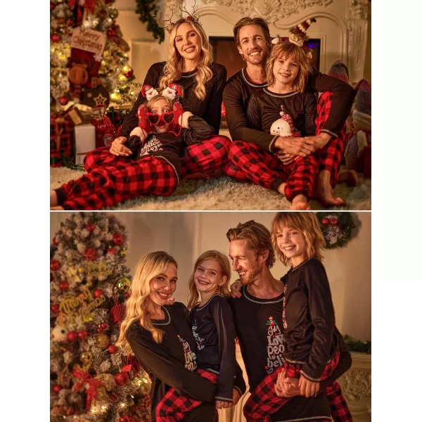 Ekouaer Matching Family Sets Christmas Pajamas Set Xmas PJS Sleepwear Soft Christmas Matching JammiesWomen Christmas Tree Plaid