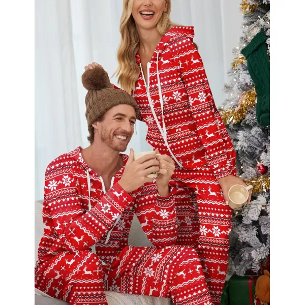 Ekouaer Matching Onesies for Couples Zipper Hooded Christmas Adult Onesie Pajamas with Pockets SXXLMen Belk Print