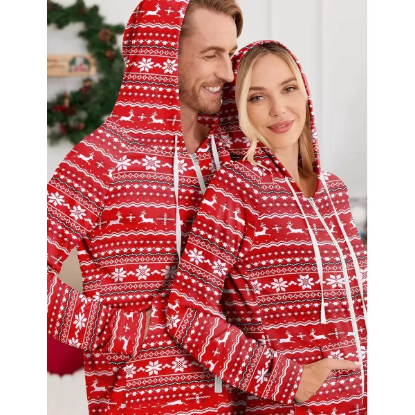 Ekouaer Matching Onesies for Couples Zipper Hooded Christmas Adult Onesie Pajamas with Pockets SXXLMen Belk Print