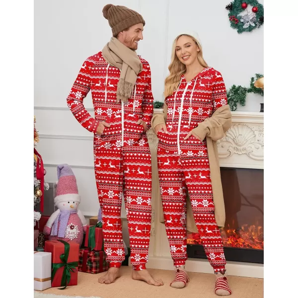 Ekouaer Matching Onesies for Couples Zipper Hooded Christmas Adult Onesie Pajamas with Pockets SXXLMen Belk Print