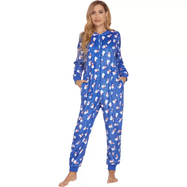 Ekouaer Matching Pajamas Set for Family Fleece Onesie Christmas Sleepwear Zipper Jumpsuit with PocketsKids Christmas Blue