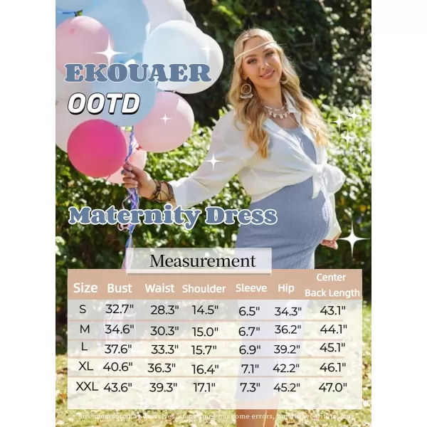 Ekouaer Maternity Dress Rib Knit Short Sleeve Bodycon Dresses Casual Stretchy Pregnancy Clothes SXXLLight Blue