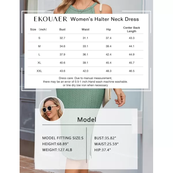 Ekouaer Maternity Dress Rib Knit Side Slit Stretchy Bodycon Pregnancy Dresses Halter Neck Sleeveless Pregnant ClothesMint Green