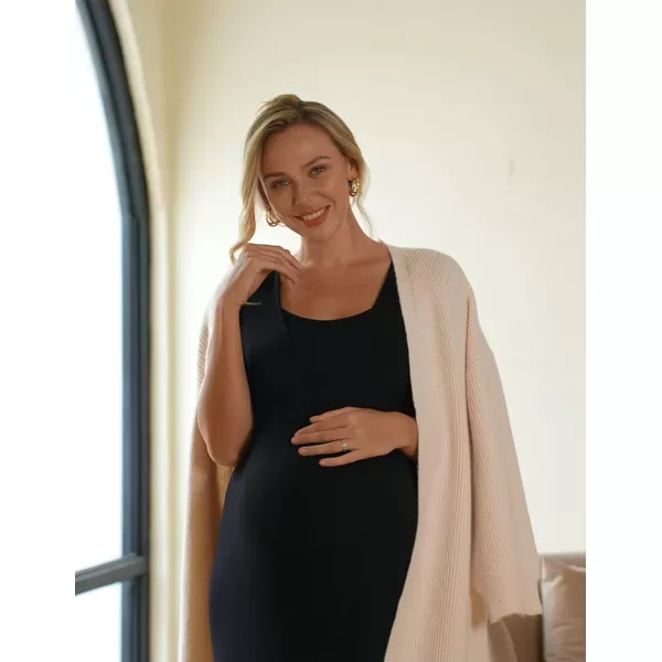 Ekouaer Maternity Nightgown Short Sleeve Nursing Dress Breastfeeding Sleepwear for WomenAblack