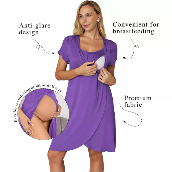 Ekouaer Maternity Nightgown Short Sleeve Nursing Dress Breastfeeding Sleepwear for WomenBp