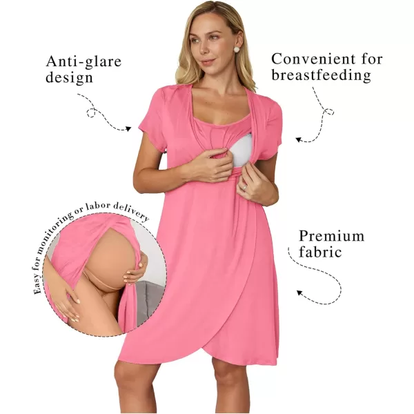 Ekouaer Maternity Nightgown Short Sleeve Nursing Dress Breastfeeding Sleepwear for WomenCop