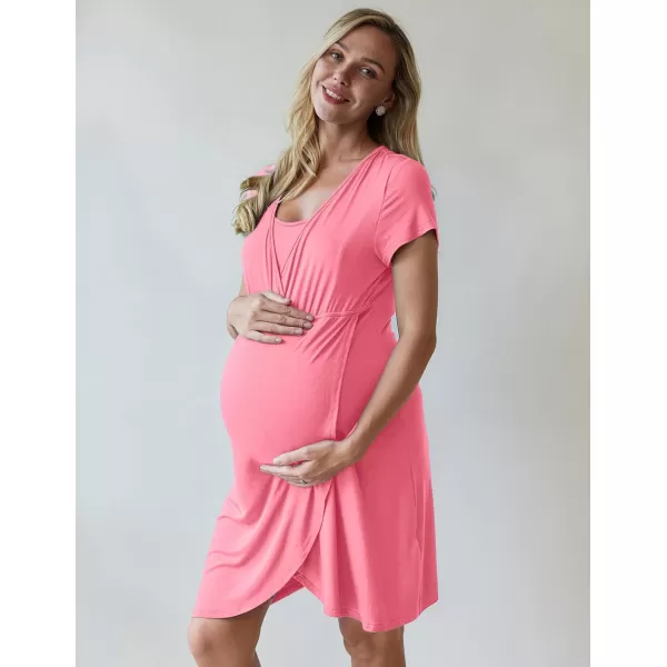 Ekouaer Maternity Nightgown Short Sleeve Nursing Dress Breastfeeding Sleepwear for WomenCop