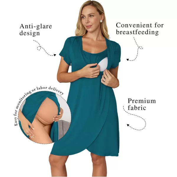 Ekouaer Maternity Nightgown Short Sleeve Nursing Dress Breastfeeding Sleepwear for WomenDpb