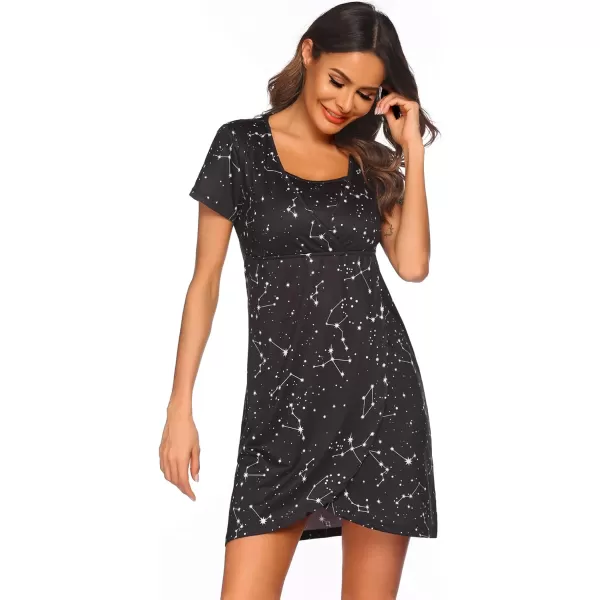 Ekouaer Maternity Nightgown Short Sleeve Nursing Dress Breastfeeding Sleepwear for WomenPat5