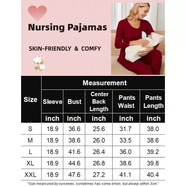 Ekouaer Maternity Nursing Pajama Set Long Sleeve Top amp Pants with Pockets Breastfeeding Sleepwear Double Layer PregnancyBlack