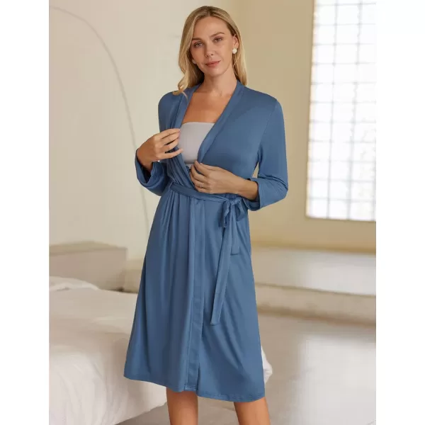 Ekouaer Maternity Robe Labor Delivery Nursing Gown Hospital Breastfeeding Dress BathrobesAblue