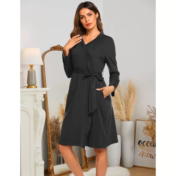 Ekouaer Maternity Robe Labor Delivery Nursing Gown Hospital Breastfeeding Dress BathrobesAdark Grey