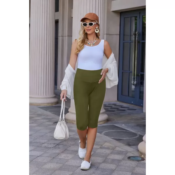Ekouaer Maternity Shorts for Women Maternity Capris Yoga Pregnancy Short Pants Soft Joggers Lounge Bottoms SXXLArmy Green