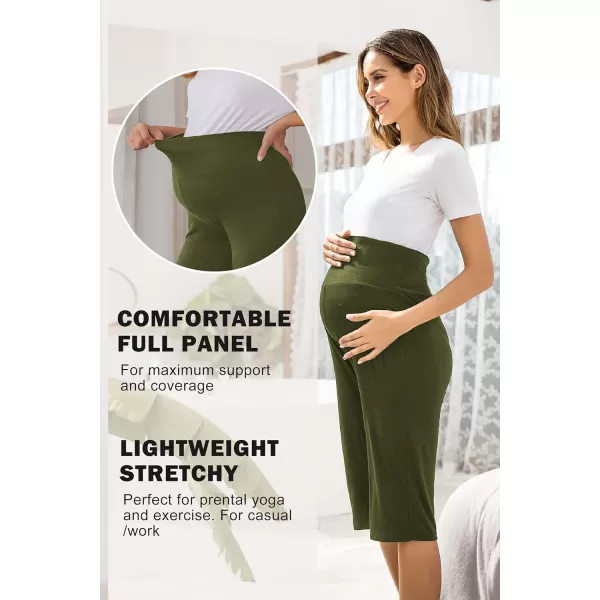 Ekouaer Maternity Shorts for Women Maternity Capris Yoga Pregnancy Short Pants Soft Joggers Lounge Bottoms SXXLArmy Green