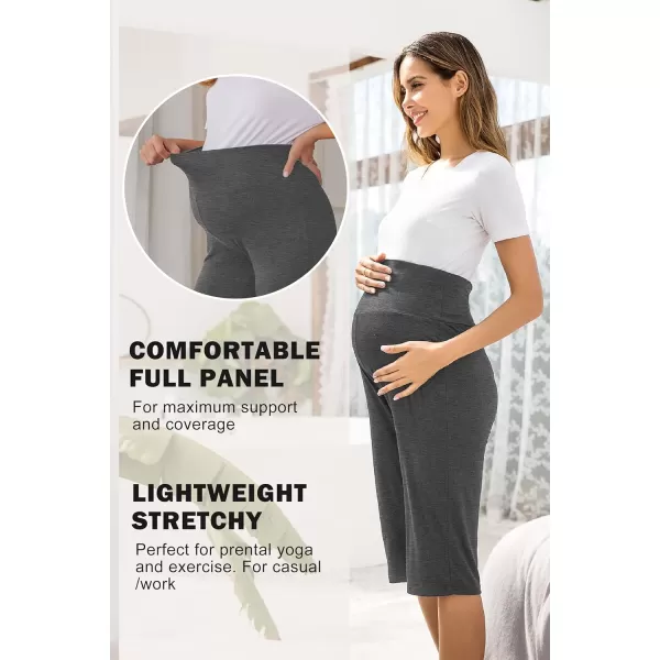 Ekouaer Maternity Shorts for Women Maternity Capris Yoga Pregnancy Short Pants Soft Joggers Lounge Bottoms SXXLGrey