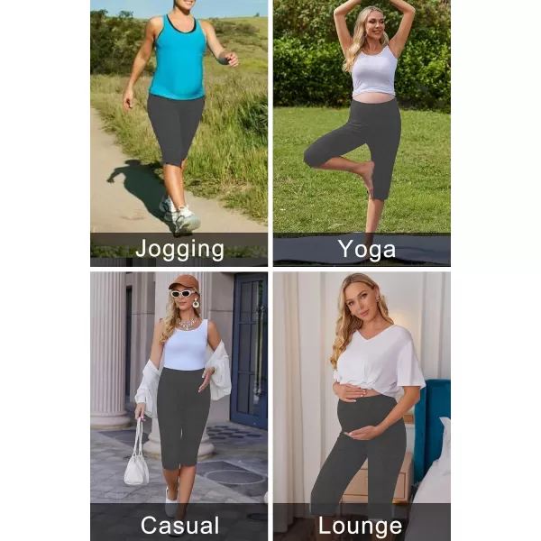 Ekouaer Maternity Shorts for Women Maternity Capris Yoga Pregnancy Short Pants Soft Joggers Lounge Bottoms SXXLGrey