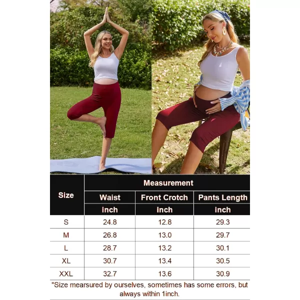 Ekouaer Maternity Shorts for Women Maternity Capris Yoga Pregnancy Short Pants Soft Joggers Lounge Bottoms SXXLWine Red