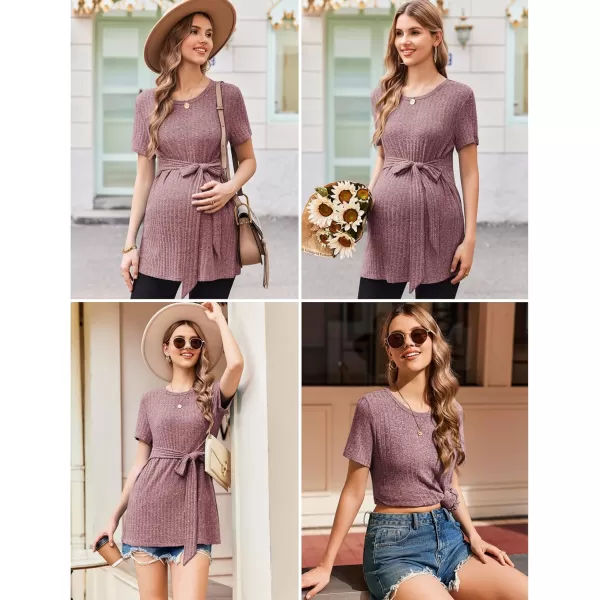 Ekouaer Maternity Tops Short Sleeve Pregnancy Shirt Tee Tunic Casual T Shirts Blouses Clothes SXXLAblush Pink