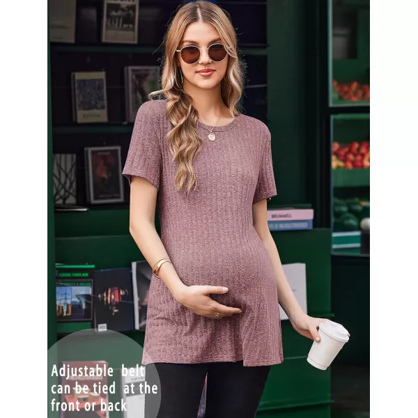 Ekouaer Maternity Tops Short Sleeve Pregnancy Shirt Tee Tunic Casual T Shirts Blouses Clothes SXXLAblush Pink