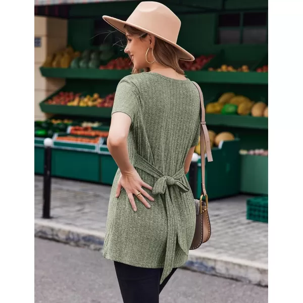 Ekouaer Maternity Tops Short Sleeve Pregnancy Shirt Tee Tunic Casual T Shirts Blouses Clothes SXXLArmy Green