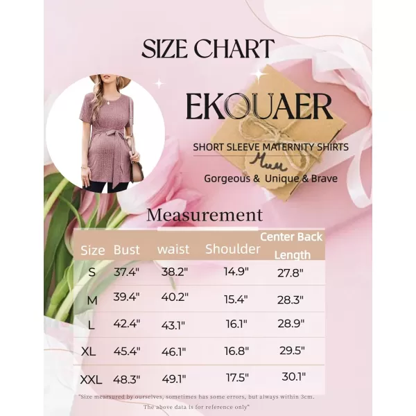 Ekouaer Maternity Tops Short Sleeve Pregnancy Shirt Tee Tunic Casual T Shirts Blouses Clothes SXXLBlack