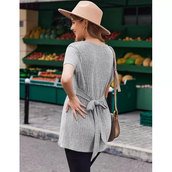 Ekouaer Maternity Tops Short Sleeve Pregnancy Shirt Tee Tunic Casual T Shirts Blouses Clothes SXXLLight Grey