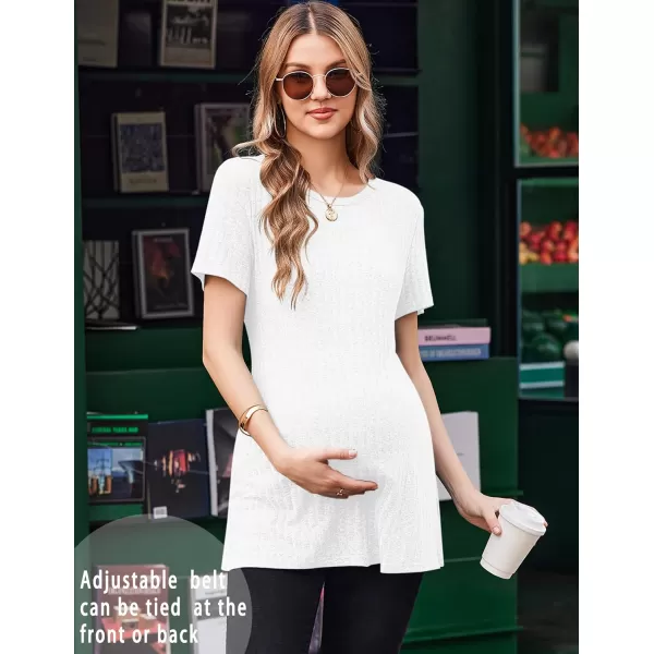 Ekouaer Maternity Tops Short Sleeve Pregnancy Shirt Tee Tunic Casual T Shirts Blouses Clothes SXXLWhite