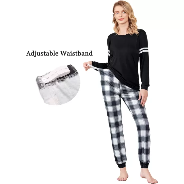 Ekouaer Materntiy amp Nursing Pajamas Sets Long Sleeve Breastfeeding Pajamas with Jogger Pants for HospitalBig Black Plaid