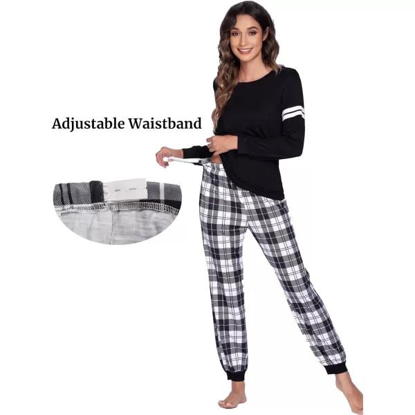 Ekouaer Materntiy amp Nursing Pajamas Sets Long Sleeve Breastfeeding Pajamas with Jogger Pants for HospitalBlack Plaid