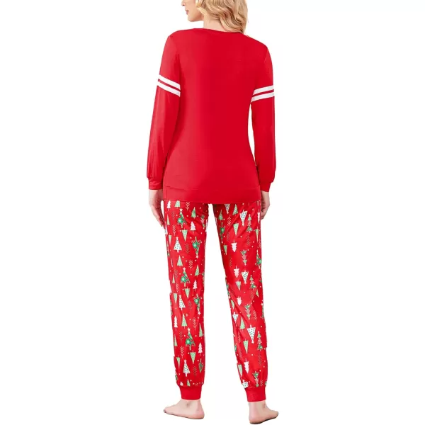 Ekouaer Materntiy amp Nursing Pajamas Sets Long Sleeve Breastfeeding Pajamas with Jogger Pants for HospitalChristmas Red
