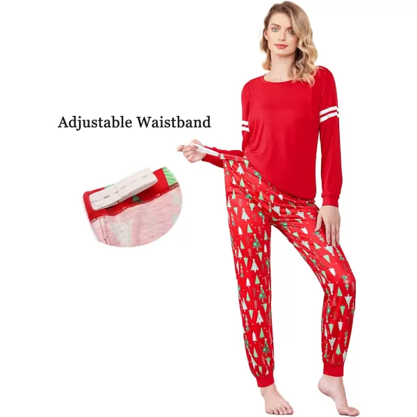 Ekouaer Materntiy amp Nursing Pajamas Sets Long Sleeve Breastfeeding Pajamas with Jogger Pants for HospitalChristmas Red