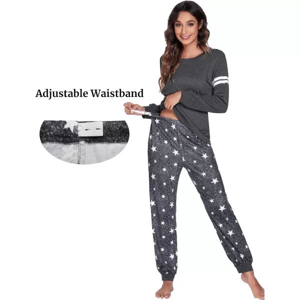 Ekouaer Materntiy amp Nursing Pajamas Sets Long Sleeve Breastfeeding Pajamas with Jogger Pants for HospitalGrey Star