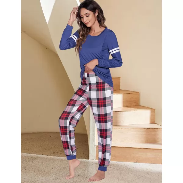 Ekouaer Materntiy amp Nursing Pajamas Sets Long Sleeve Breastfeeding Pajamas with Jogger Pants for HospitalNavy Plaid