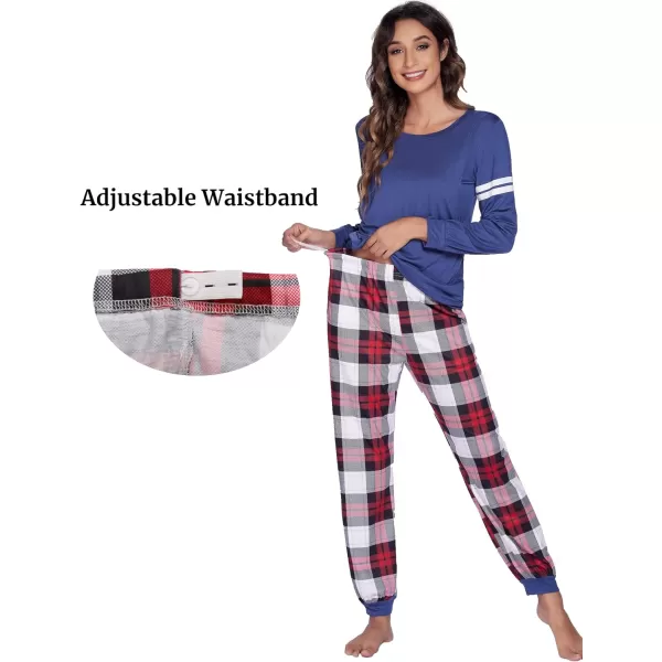 Ekouaer Materntiy amp Nursing Pajamas Sets Long Sleeve Breastfeeding Pajamas with Jogger Pants for HospitalNavy Plaid