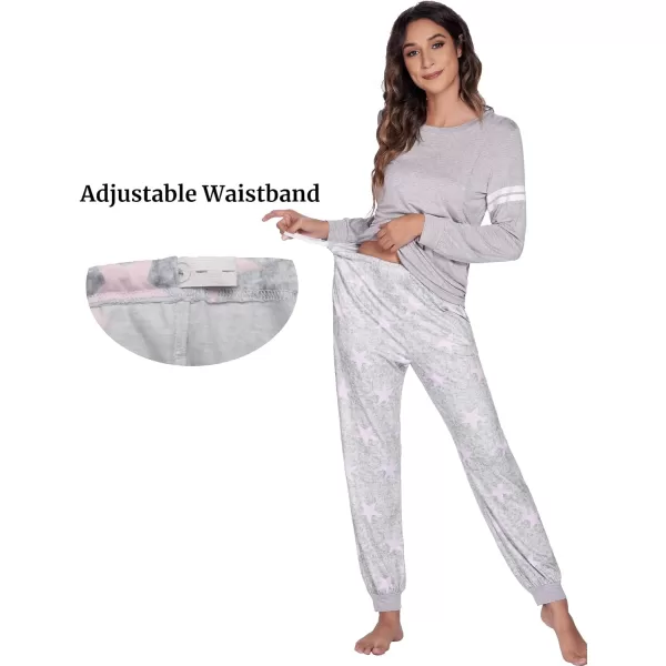 Ekouaer Materntiy amp Nursing Pajamas Sets Long Sleeve Breastfeeding Pajamas with Jogger Pants for HospitalPink Star