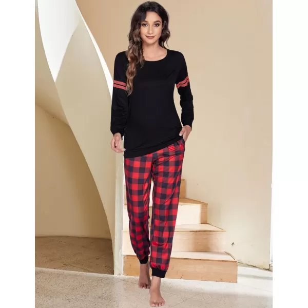 Ekouaer Materntiy amp Nursing Pajamas Sets Long Sleeve Breastfeeding Pajamas with Jogger Pants for HospitalRed Plaid