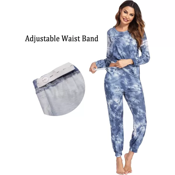 Ekouaer Materntiy amp Nursing Pajamas Sets Long Sleeve Breastfeeding Pajamas with Jogger Pants for HospitalTie Dye Blue