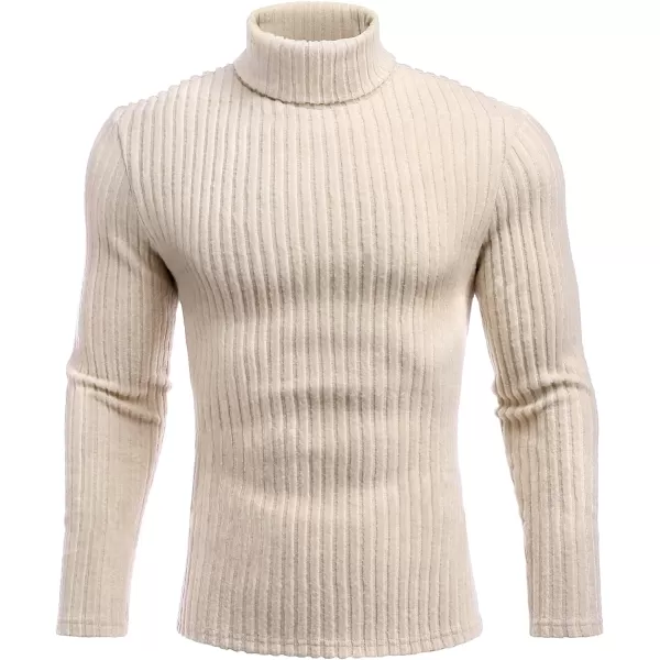 Ekouaer Men Turtleneck TShirts Long Sleeve Shirt Thermal Tops Lightweight Baselayer Ribbed Pullover Sweaters SXXLBeige